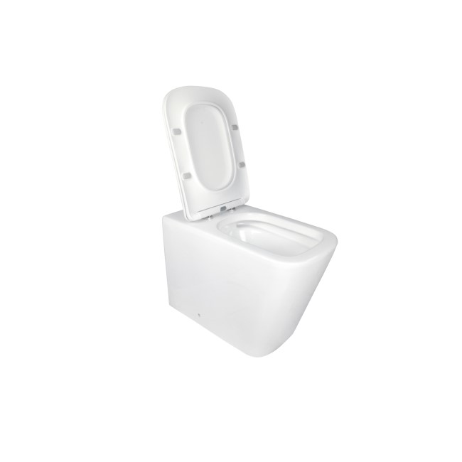 1100mm White Left Hand Toilet and Sink Unit with Square Toilet and Black Fittings - Bali