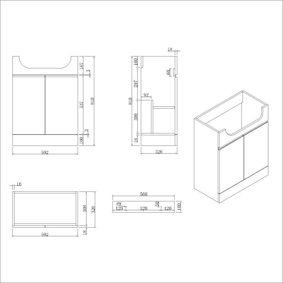 1100mm White Right Hand Toilet and Sink Unit with Chrome Fittings - Unit & Basin Only - Bali