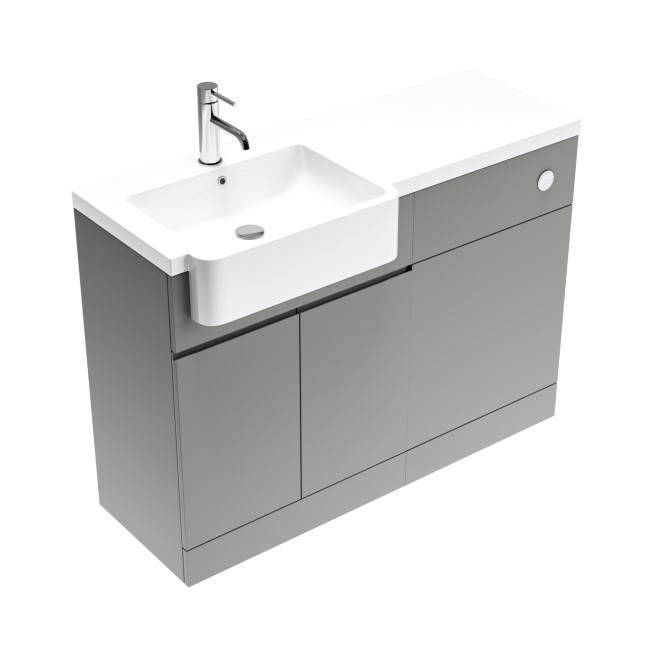 1100mm Grey Left Hand Toilet and Sink Unit with Square Toilet and Chrome Fittings - Bali