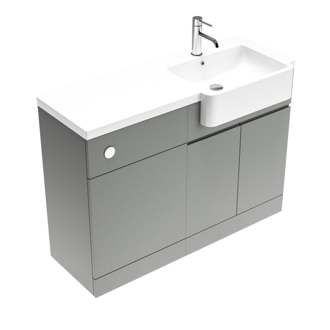 Grade A1 - 1100mm Grey Toilet and Sink Unit Left Hand with Round Toilet - Bali