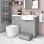 1100mm Grey Toilet and Sink Unit Right Hand with Round Toilet and Child Step - Bali