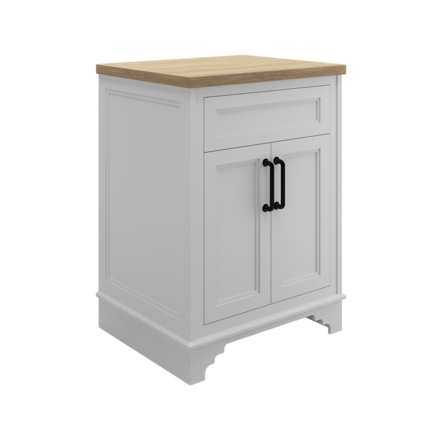 Grade A2 - 600mm White Freestanding Countertop Vanity Unit - Camden