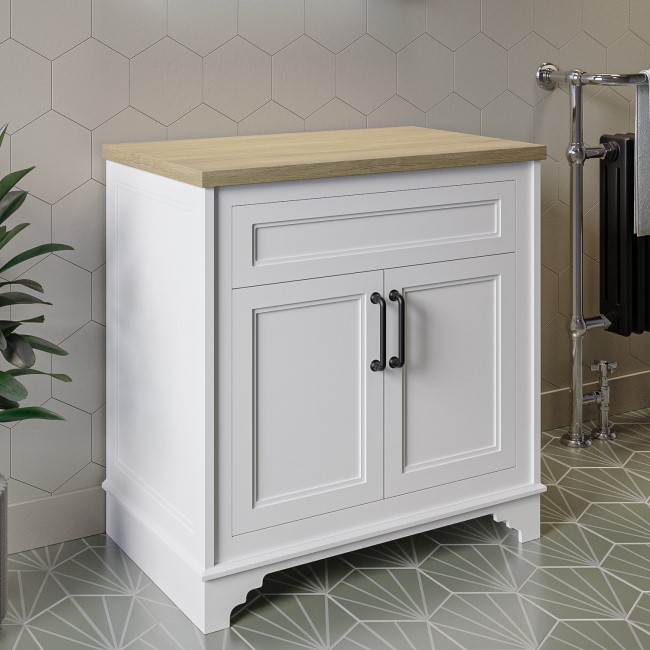 800mm White Freestanding Countertop Vanity Unit - Camden