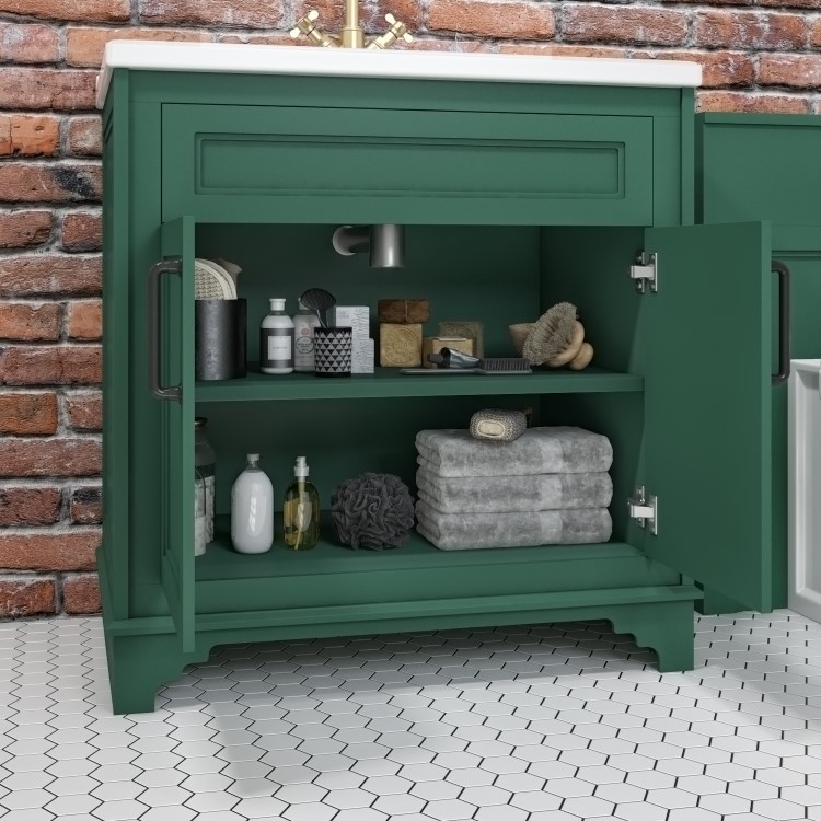 800mm Green Freestanding Vanity Unit with Basin - Camden