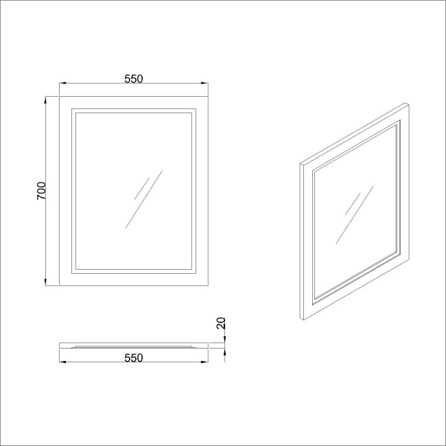 Rectangular White Bathroom Mirror 550 x 700mm - Camden