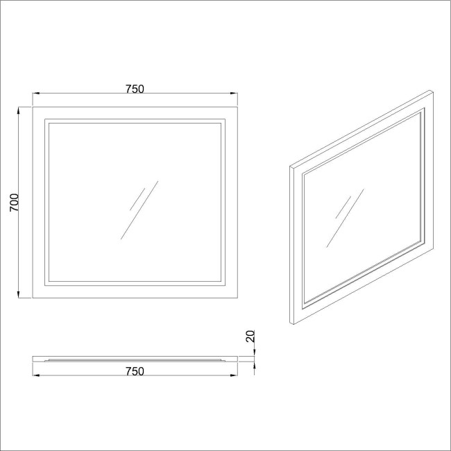 Rectangular Green Bathroom Mirror 750 x 700mm - Camden