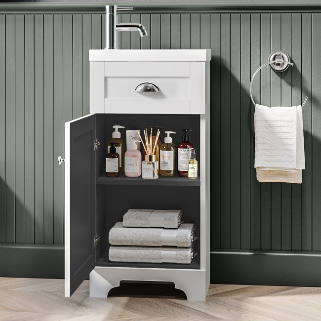 Grade A2 - 400mm White Cloakroom Vanity Unit with Basin - Baxenden