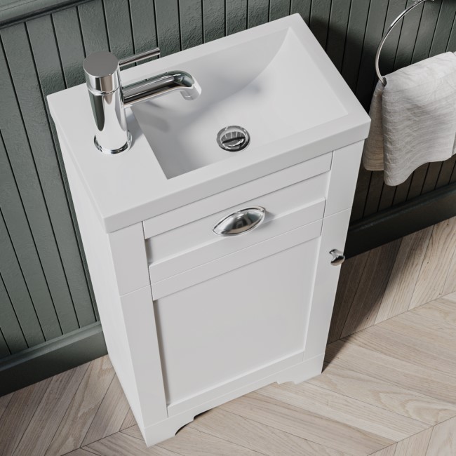 Grade A2 - 400mm White Cloakroom Vanity Unit with Basin - Baxenden