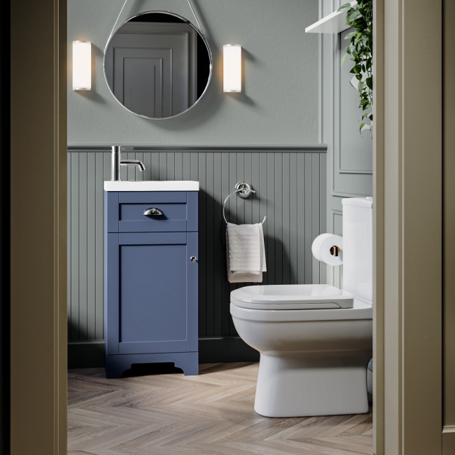 Grade A1 - 400mm Blue Cloakroom Vanity Unit with Basin - Baxenden