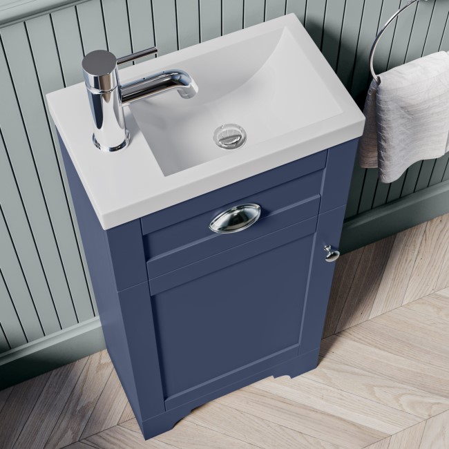 Grade A1 - 400mm Blue Cloakroom Vanity Unit with Basin - Baxenden