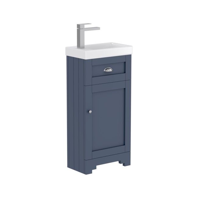 Grade A1 - 400mm Blue Cloakroom Vanity Unit with Basin - Baxenden