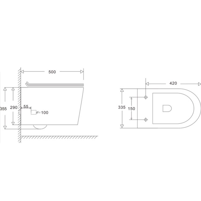 Wall Hung Toilet with Soft Close Seat Frame Cistern and Chrome Flush - Alcor