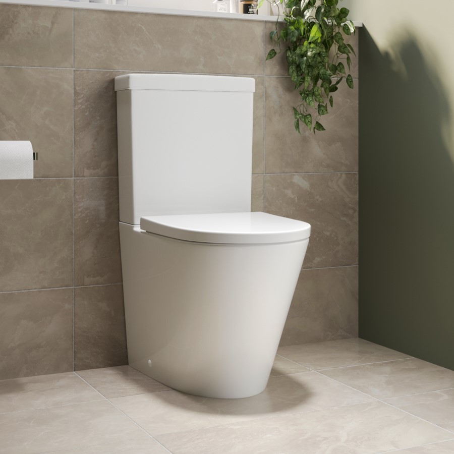 Grade A1 - Close Coupled Rimless Toilet with Soft Close Seat - Newport