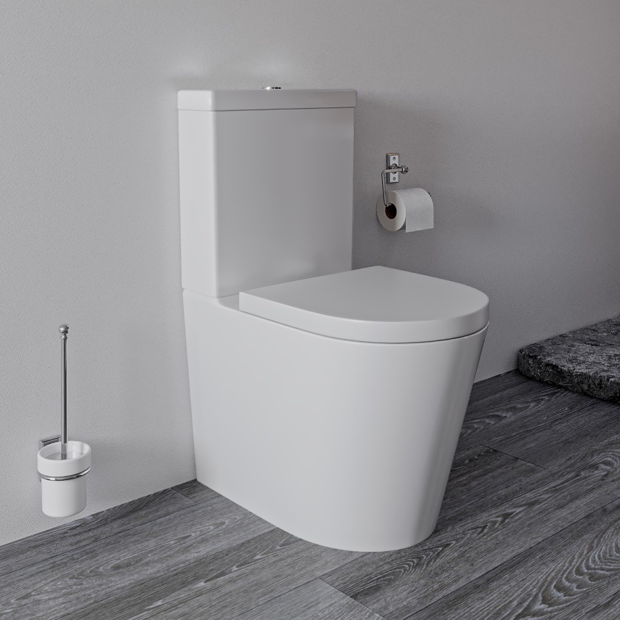 Grade A1 - Close Coupled Rimless Toilet with Soft Close Seat - Newport