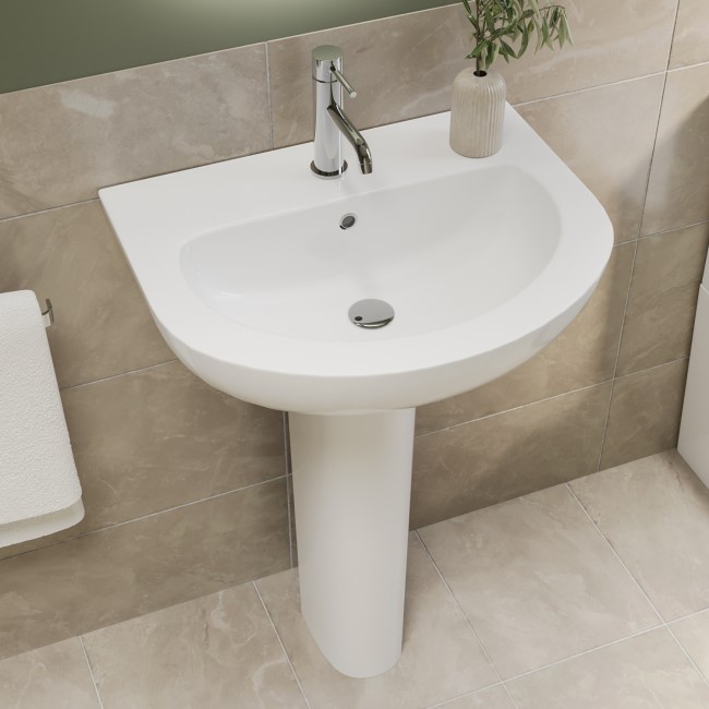 Grade A1 - Modern Pedestal Basin 550mm - Newport