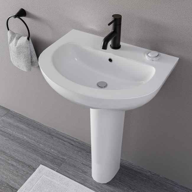 Grade A1 - Modern Pedestal Basin 550mm - Newport