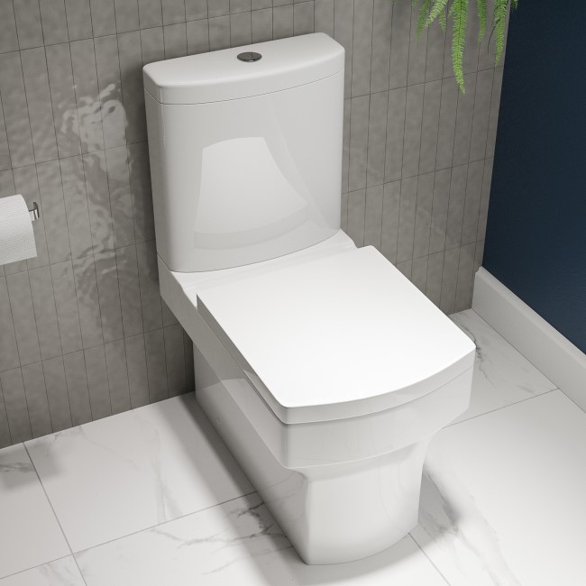 Grade A2 - Close Coupled Rimless Toilet with Soft Close Seat - Ashford