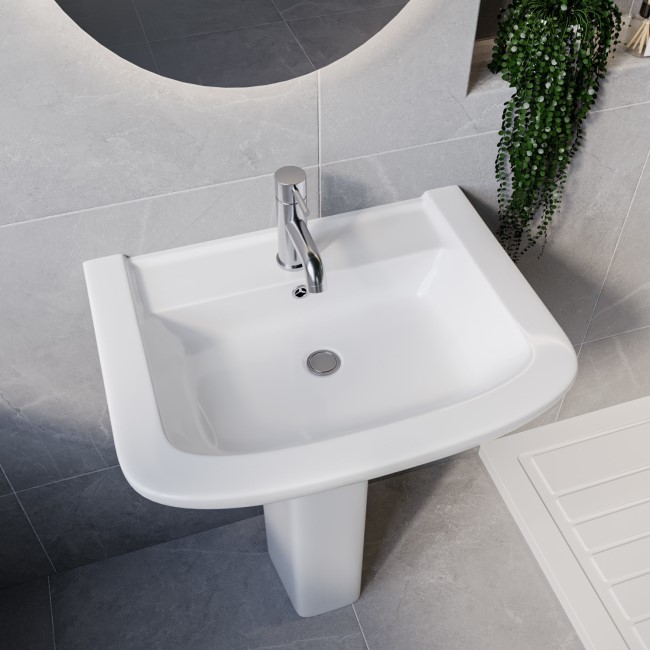 Modern Pedestal Basin 605mm - Ashford