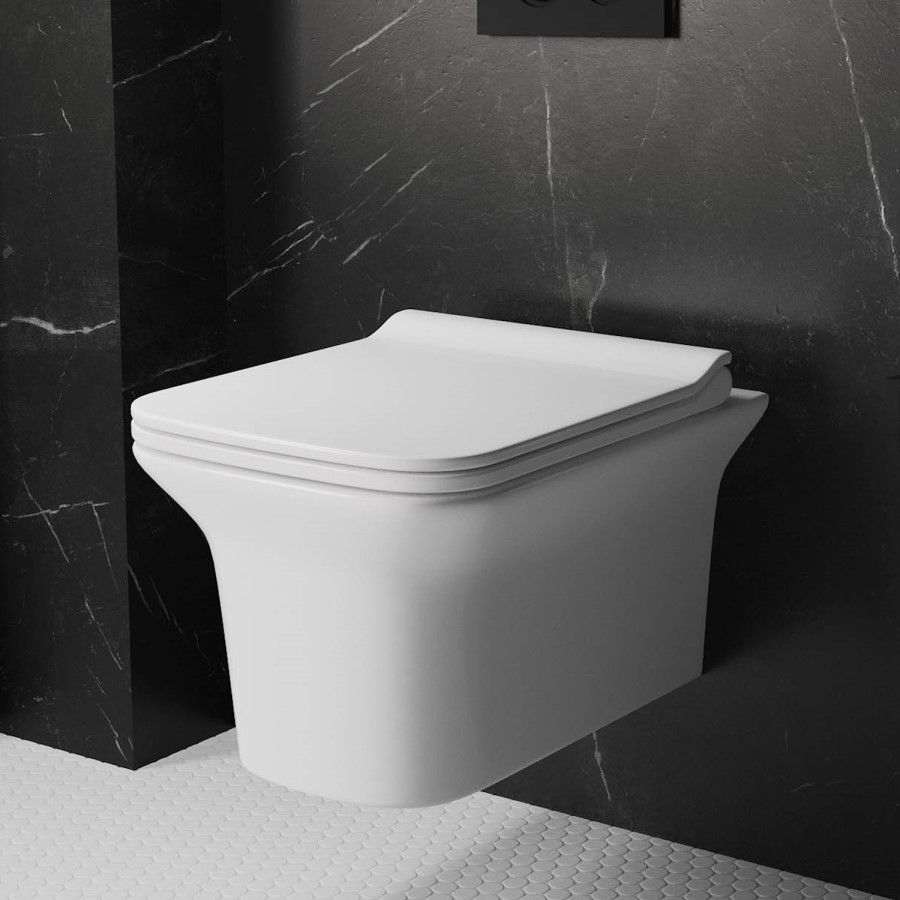 Wall Hung Rimless Toilet with Slim Soft Close Seat - Santiago