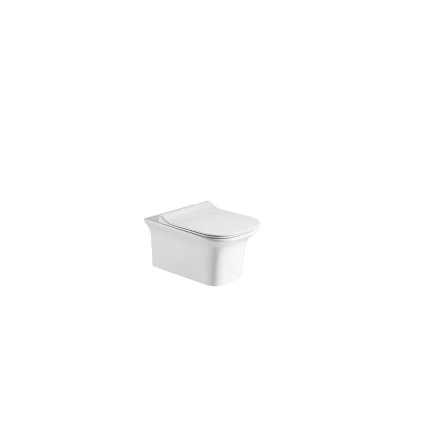 Grade A1 - Wall Hung Rimless Toilet with Soft Close Seat Frame Cistern and Chrome Flush - Santiago