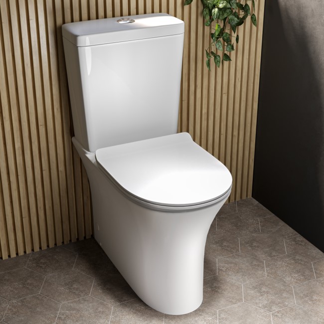 Close Coupled Rimless Comfort Height Toilet with Soft Close Slim Seat - Indiana