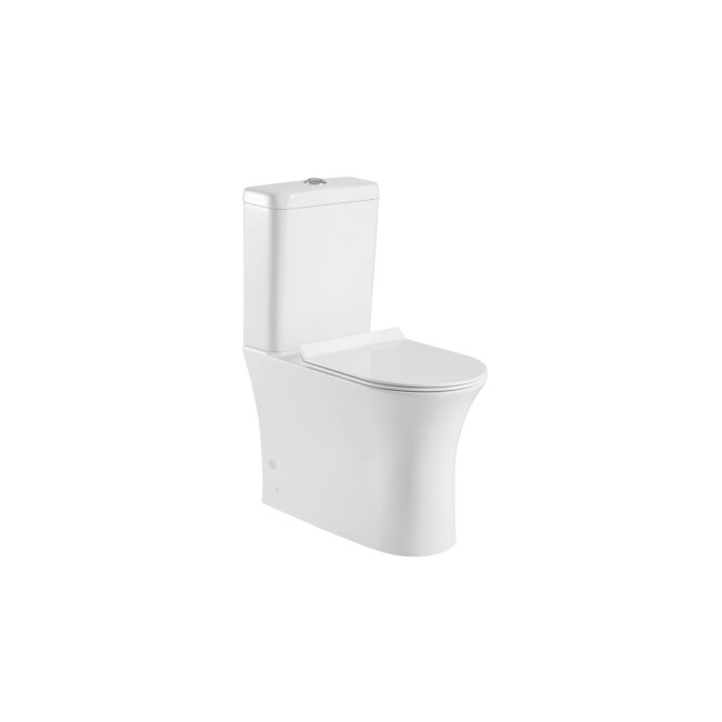 Indiana Rimless Comfort Height CC WC and Soft Close Slim Seat and Detroit Wall Hung Basin Suite