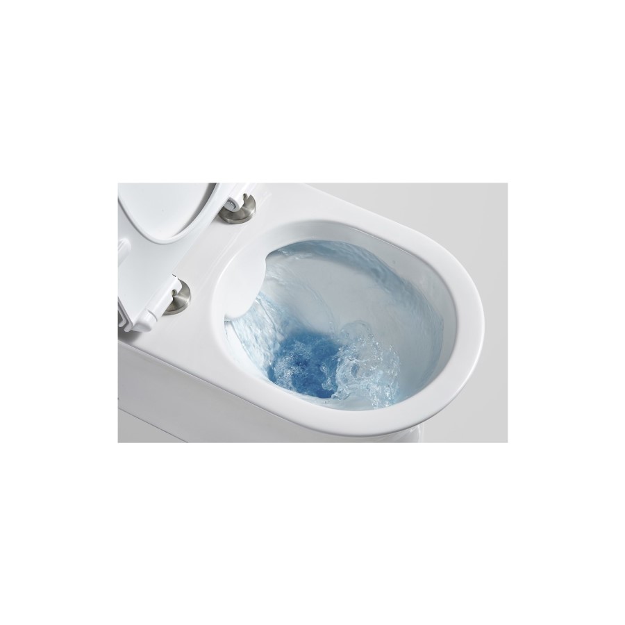 Grade A1 - Close Coupled Rimless Short Projection Toilet with Soft Close Slim Seat - Venice