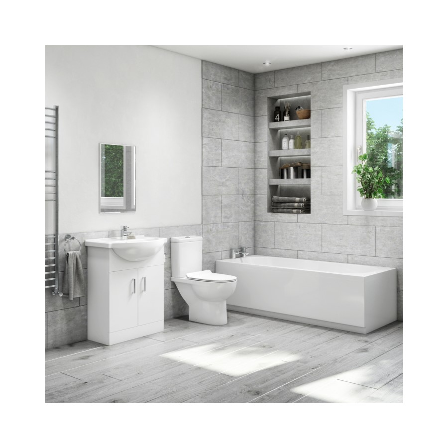 Grade A1 - Close Coupled Rimless Short Projection Toilet with Soft Close Slim Seat - Venice