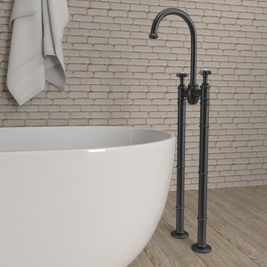 Black Freestanding Bath Mixer Tap - Camden