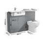 1200mm Grey Toilet and Sink Unit with Round Toilet - Harper