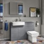 1200mm Grey Toilet and Sink Unit with Square Toilet - Harper