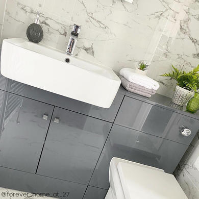 1200mm Grey Toilet and Sink Unit with Round Toilet - Harper