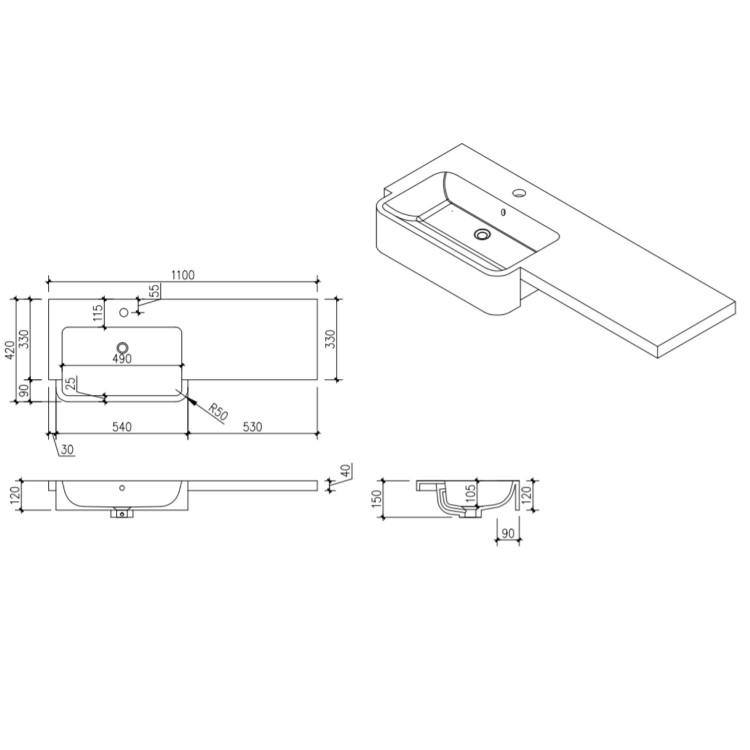 800mm Black Quadrant Shower Enclosure Bathroom Suite with Left Hand Toilet & Sink Unit - Pavo