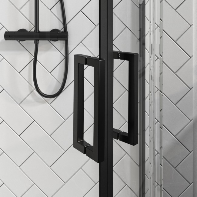 Black 8mm Glass Quadrant Shower Enclosure with Shower Tray 900mm - Pavo