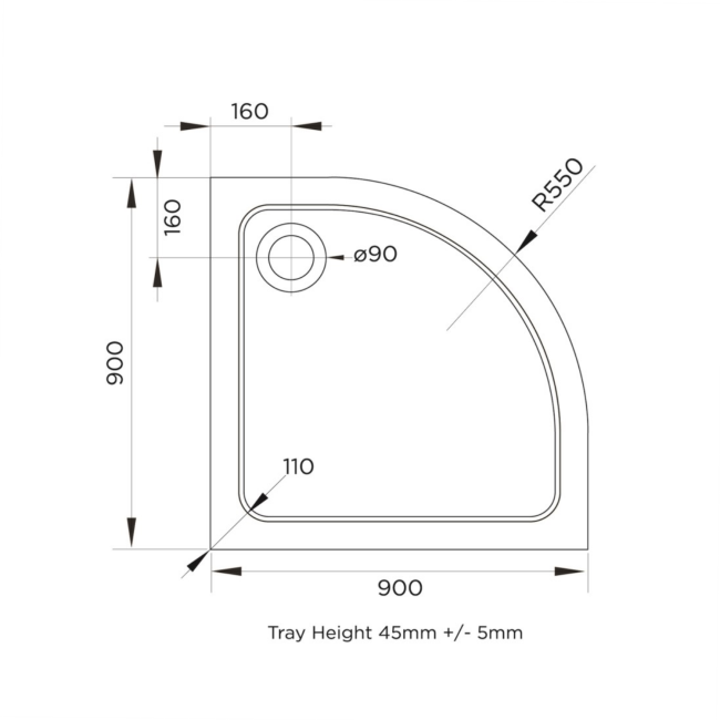 Black 8mm Glass Quadrant Shower Enclosure with Shower Tray 900mm - Pavo