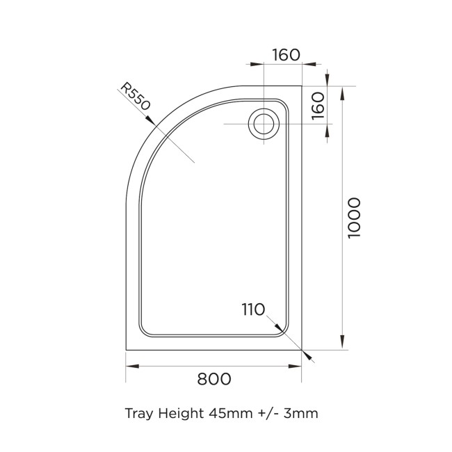 Black 8mm Left Hand Offset Quadrant Shower Enclosure with Shower Tray 1000x800mm - Pavo