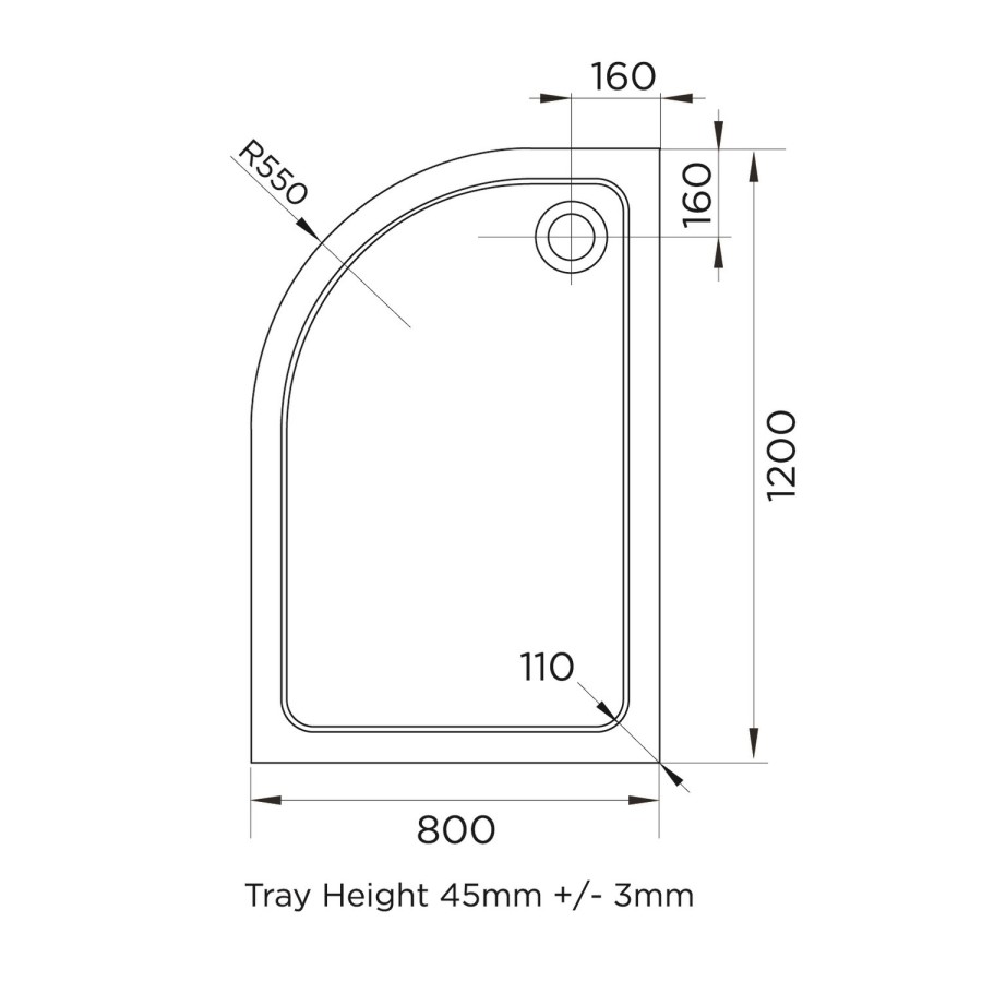 Black 8mm Glass Left Hand Offset Quadrant Shower Enclosure With Shower Tray 1200x800mm  - Pavo