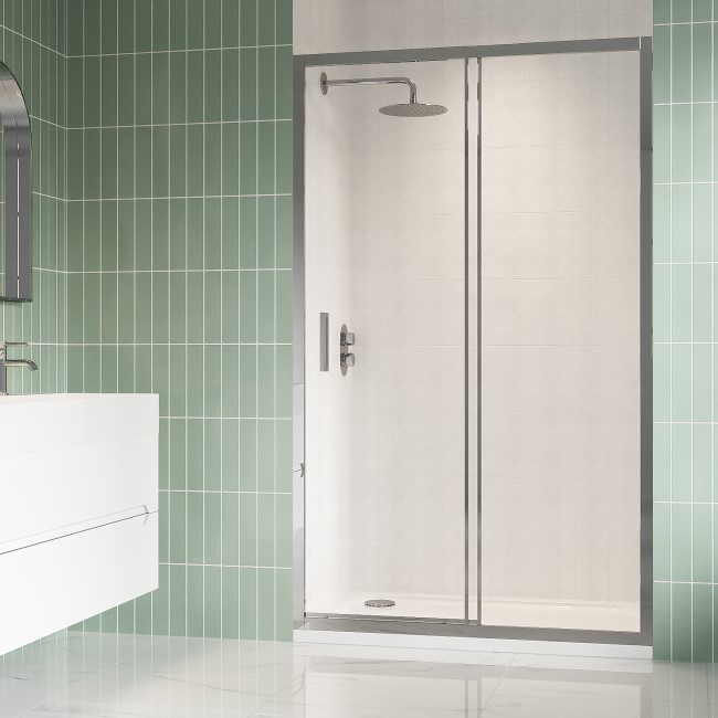 1400mm Chrome Sliding Shower Door 8mm Glass - Pavo