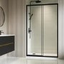 1500mm Black Sliding Shower Door - Pavo