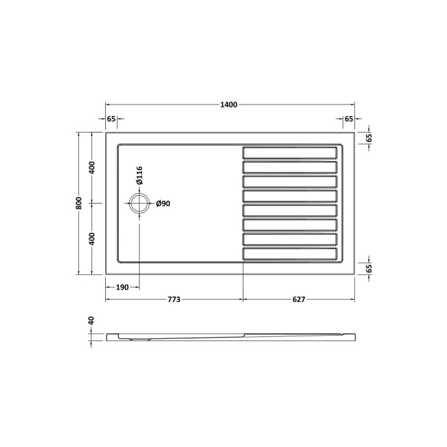 1400x800mm Black Walk In Shower Screen Enclosure with 300mm Hinged Flipper Panel and Shower Tray - Corvus