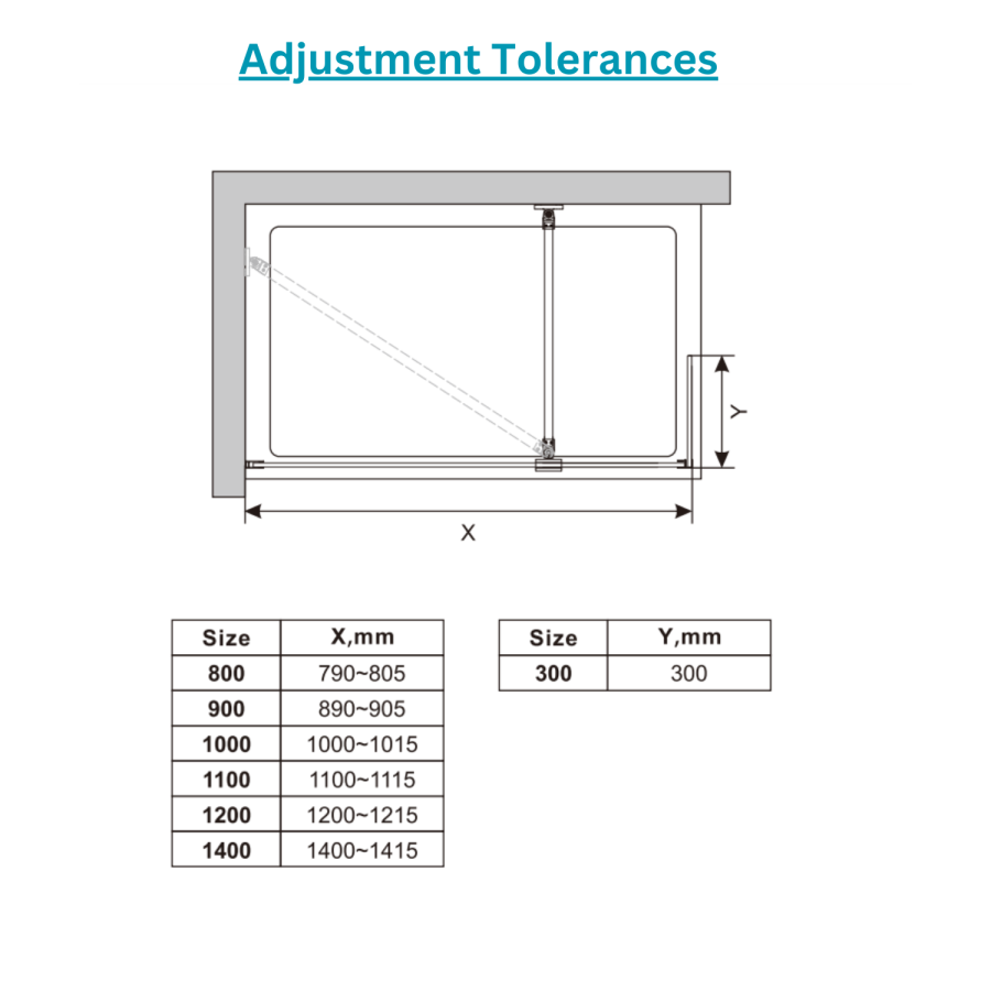 1100mm Black Shower Screen for Wetroom & Walk In Shower with 300mm Hinged Flipper Panel - Corvus