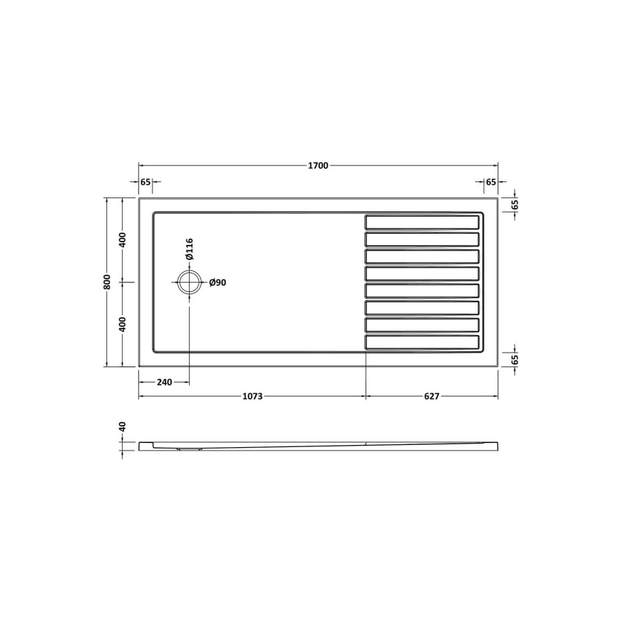 1700x800mm Black Walk In Shower Screen Enclosure with 300mm Hinged Return Panel and Shower Tray - Corvus