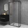 Grade A1 - 1000mm Black Fluted Glass Wet Room Shower Screen with Return Panel - Volan