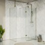 1400x900mm Nickel Wet Room Shower Screen Enclosure with 350mm Flipper Panel - Live Your Colour