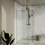 1400x900mm Nickel Wet Room Shower Screen Enclosure with 350mm Flipper Panel - Live Your Colour