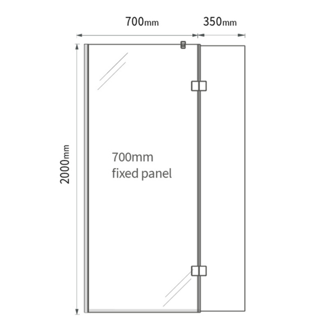 700mm Bronze Shower Screen for Wetroom & Walk In Shower with 350mm Hinged Flipper Panel - Live Your Colour