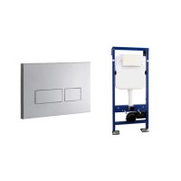 Grade A1 - Brushed Nickel Satin Flush Plate with 1180mm Wall Mounted WC Frame and Dual Flush Cistern