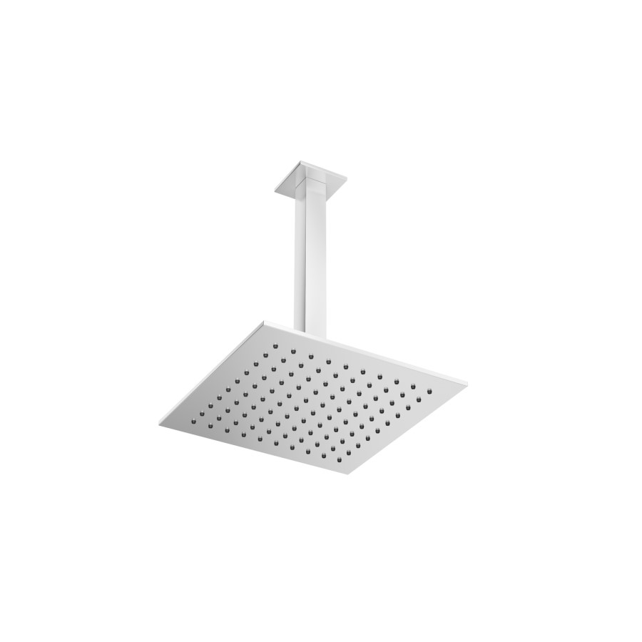 250mm Chrome Square Rainfall Shower Head with Ceiling Arm