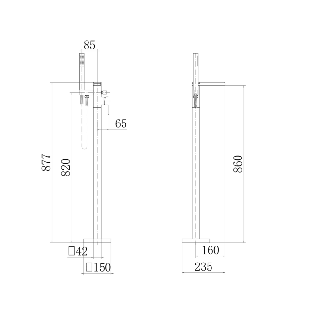 GRADE A1 - Quadra Freestanding Waterfall Bath Filler Tap