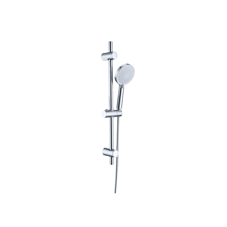 Chrome Thermostatic Round Bar Mixer Shower Set with Slide Rail Kit - Flow